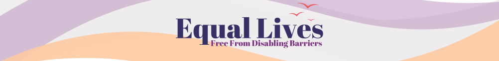 The Equal Lives and Suffolk Independent Living logo with graphics of Disabled people