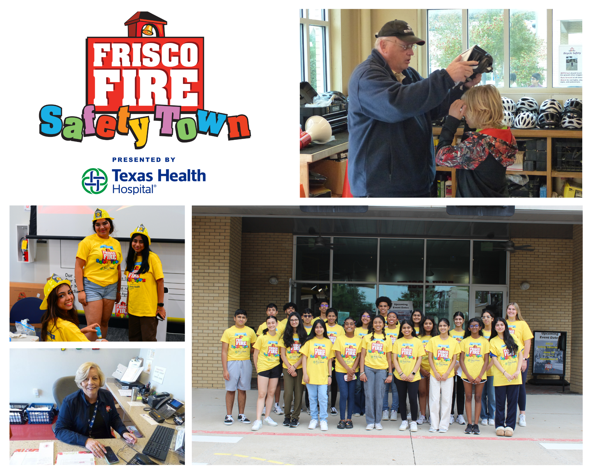 Photo collage of volunteers helping at Safety Town
