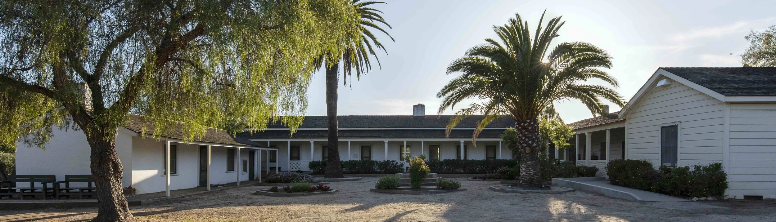 Panorama photo of the historic ranch house at Los Penasquitos Canyon Preserve.