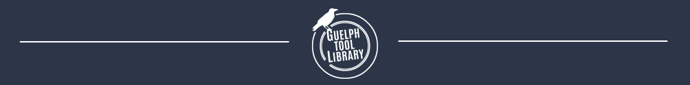 Circle logo with the words "Guelph Tool Library" with a crow on the top