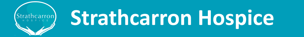 Strathcarron Hospice Banner with the Strathcarron Logo and text reading "Strathcarron Hospice" in bold white text