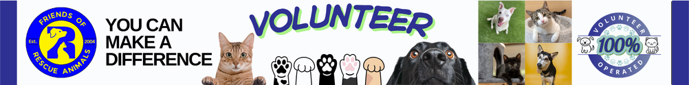 Friends of Rescue Animals Banner with dogs and cats next to each other